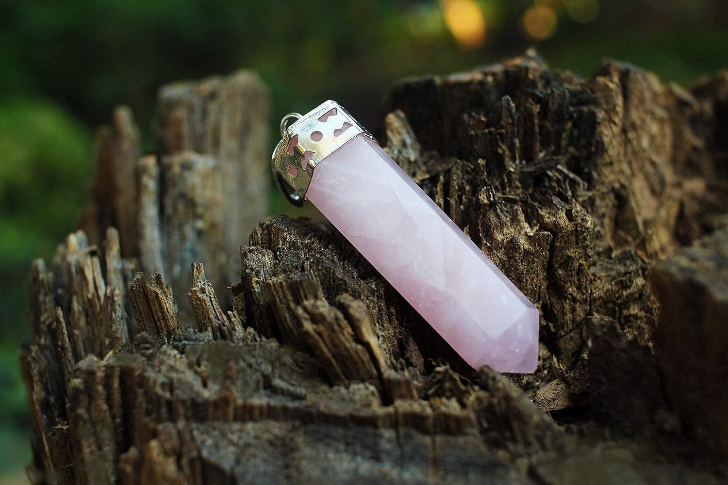 Rose Quartz Pencil Pendant For Unconditional Love & Improve Friendship
