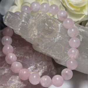 Rose Quartz Beads Bracelet For Help Attract Love, Heal Emotional Wounds, Encourage Inner Peace & Enhance Self-Confidence