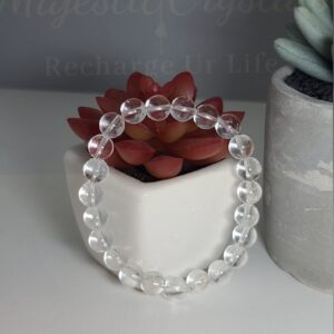 Clear Quartz Beaded Bracelet For Wealth, Health & Prosperity