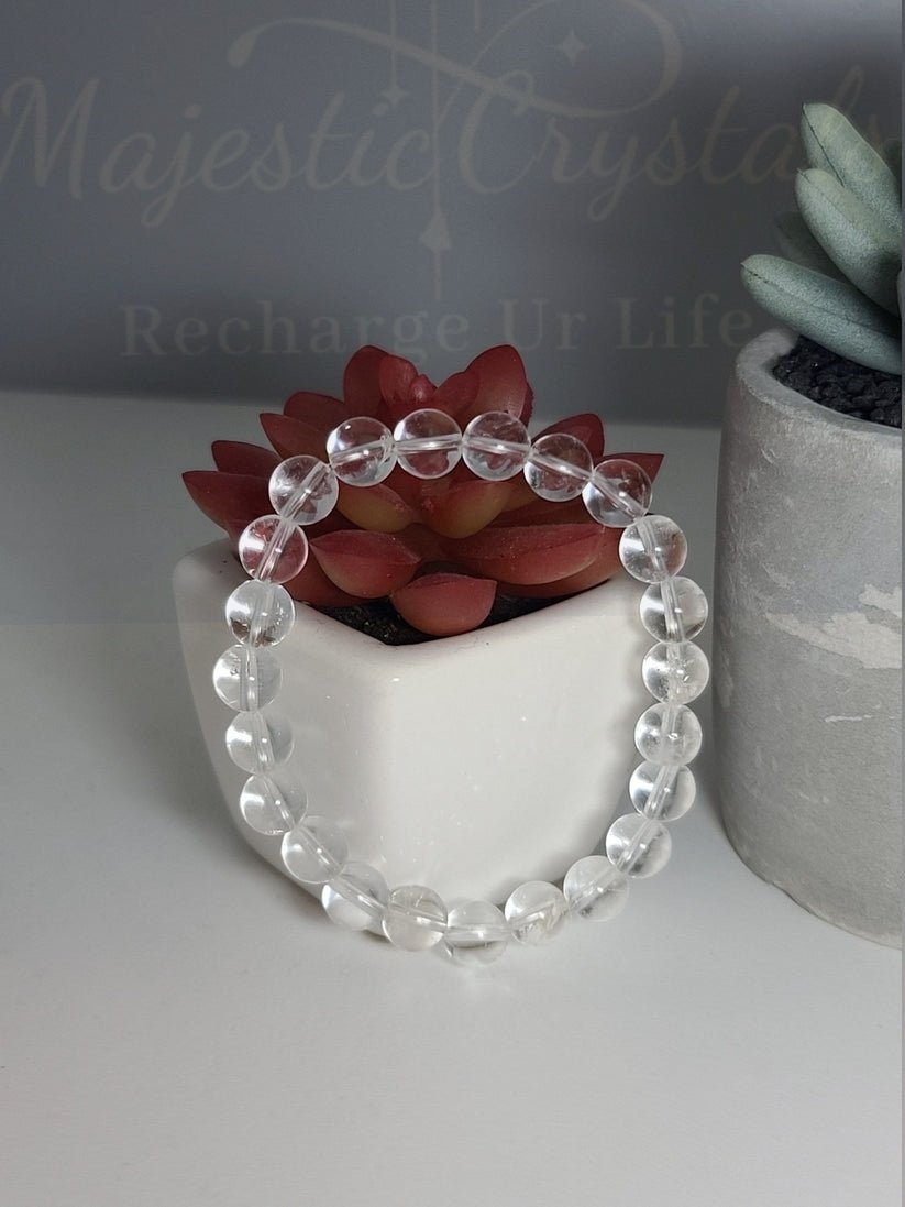 Clear Quartz Beaded Bracelet For Wealth, Health & Prosperity
