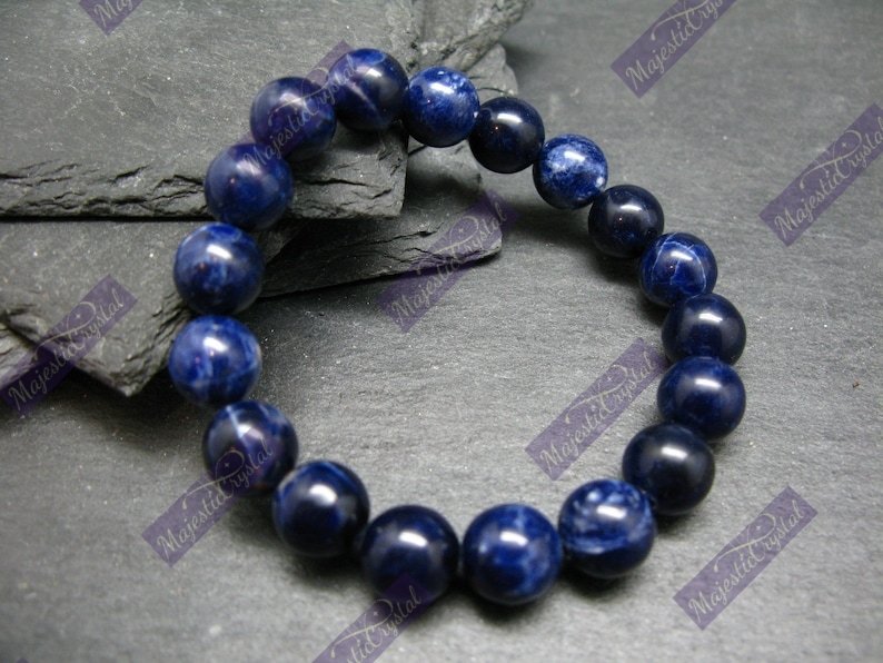Sodalite Beaded Bracelet For Protection From Electro Stress, Over Emotional - Image 2