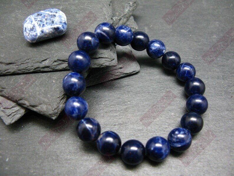 Sodalite Beaded Bracelet For Protection From Electro Stress, Over Emotional