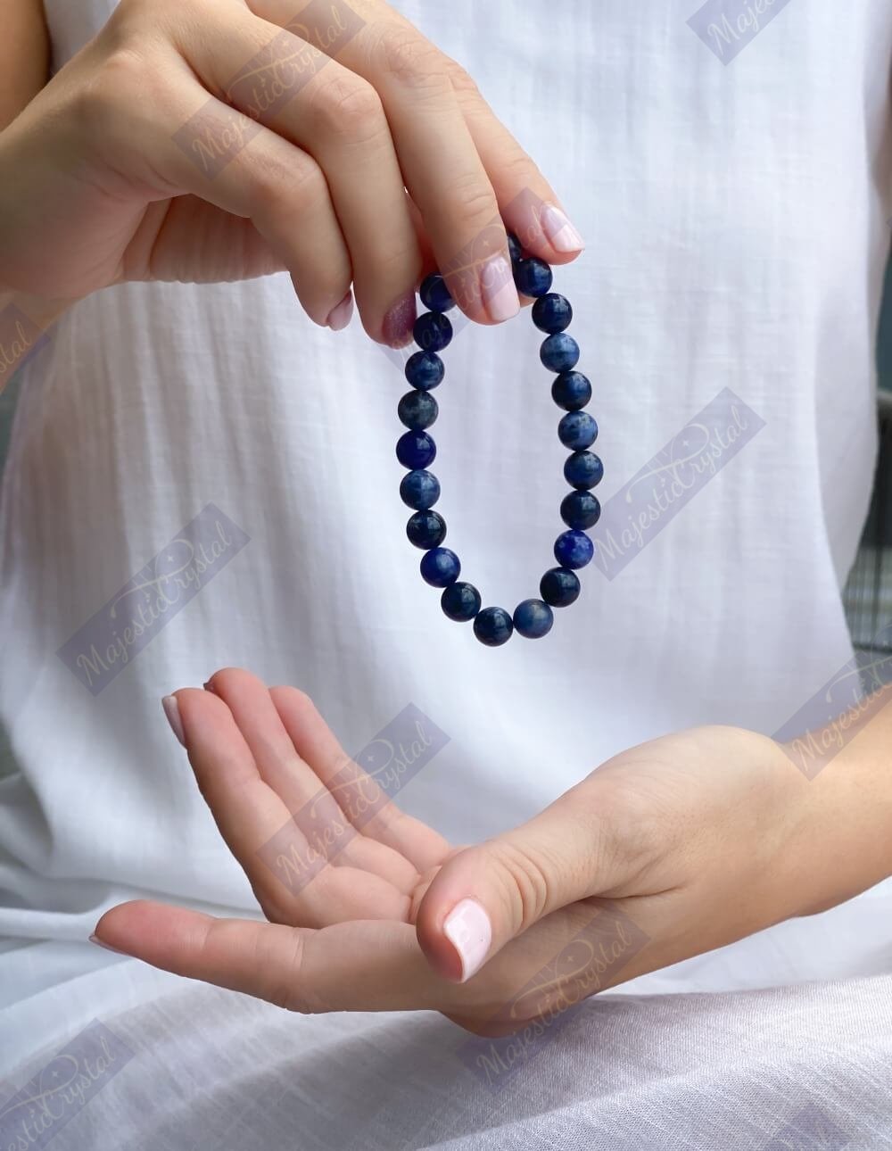Sodalite Beaded Bracelet For Protection From Electro Stress, Over Emotional - Image 5