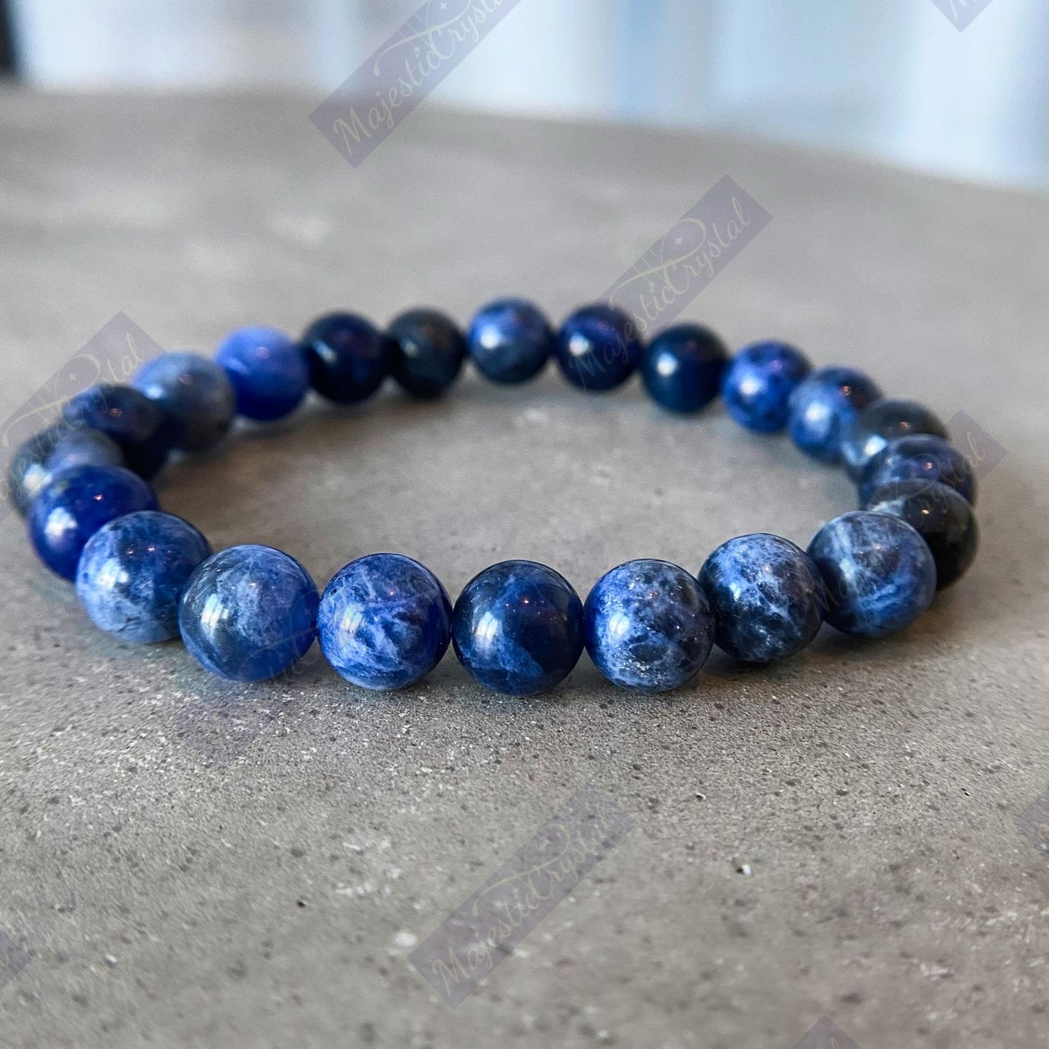 Sodalite Beaded Bracelet For Protection From Electro Stress, Over Emotional - Image 4