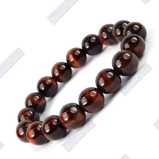 Red Tiger Eye Beaded Bracelet For Grounding and Protection - Image 6