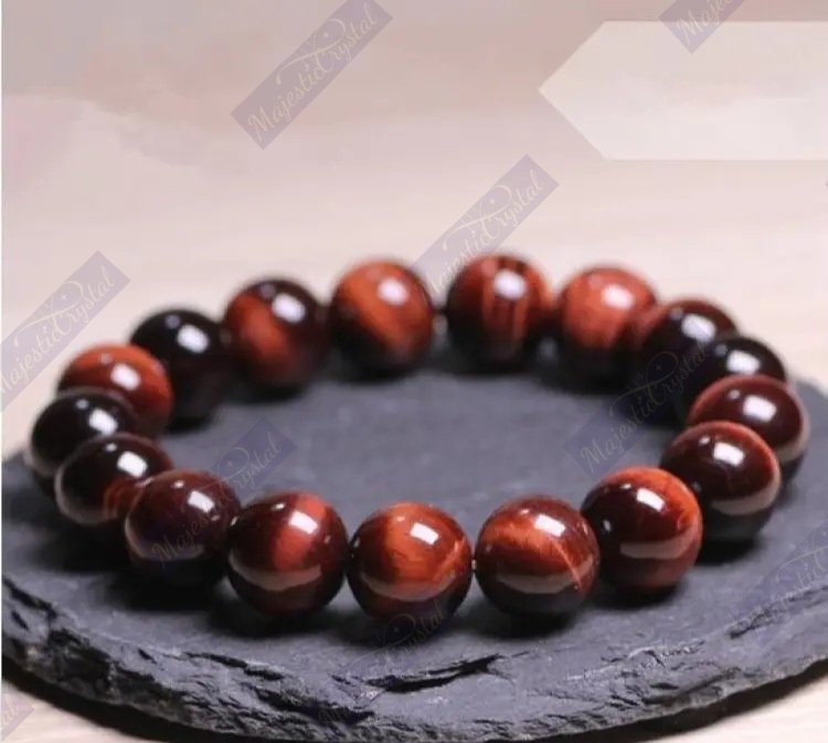 Red Tiger Eye Beaded Bracelet For Grounding and Protection - Image 3