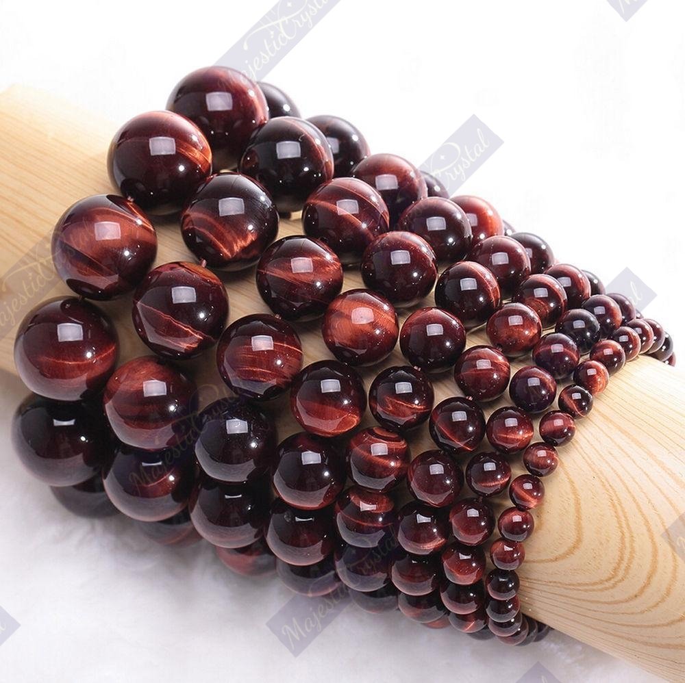 Red Tiger Eye Beaded Bracelet For Grounding and Protection - Image 5