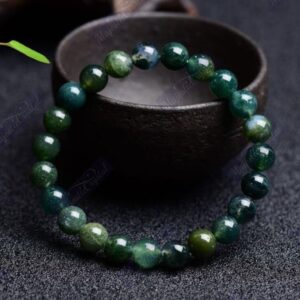 Moss Agate Beaded Bracelet For Abundance, Reduces Sensitivity To Weather
