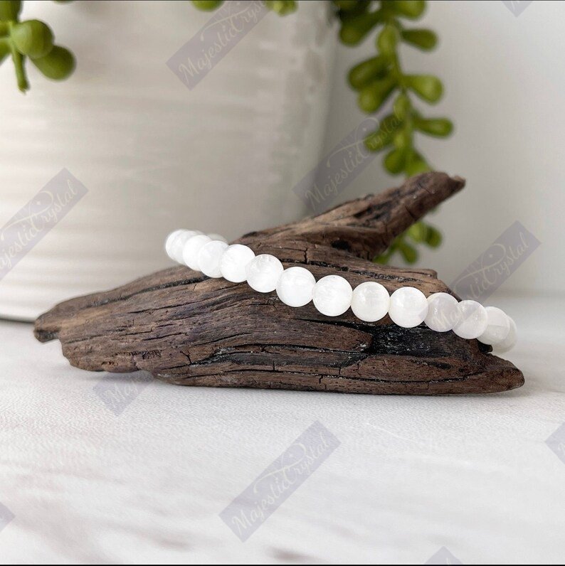 Selenite Beaded Bracelet For Promotes Peace And Calm, Mental Clarity & Well-Being