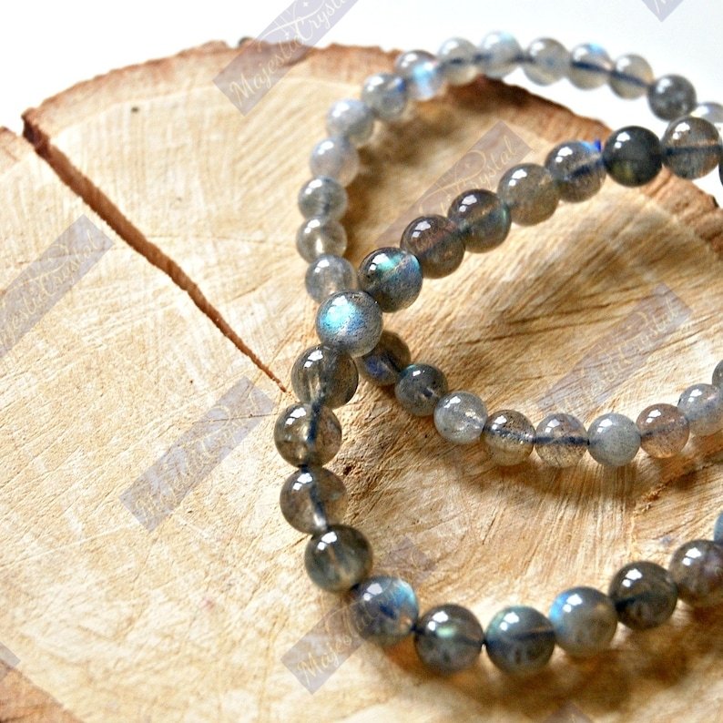 Labradorite Beaded Bracelet For Prevents Excessive Loss Of Energy & Protects Anxiety, Depression, Stress & Sadness