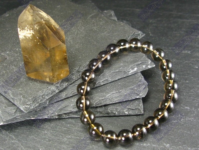Smoky Quartz Beaded Bracelet For Negativity Neutralizer