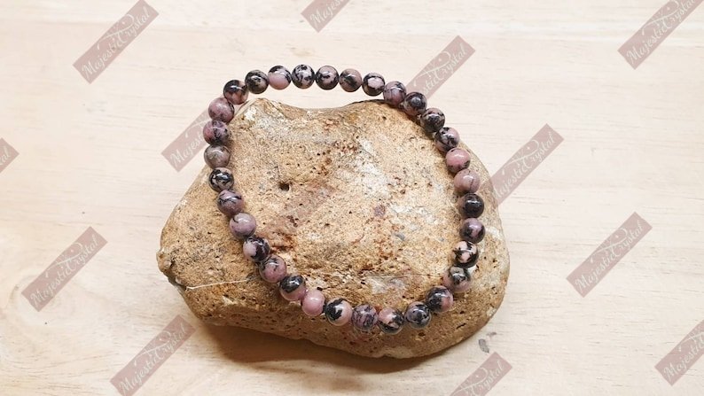 Rhodonite Beaded Bracelet For Emotional Shock and Panic Reiki Healing Crystals - Image 5