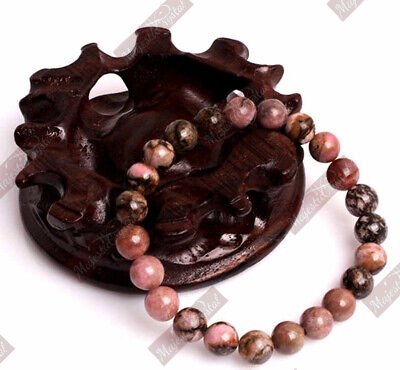 Rhodonite Beaded Bracelet For Emotional Shock and Panic Reiki Healing Crystals