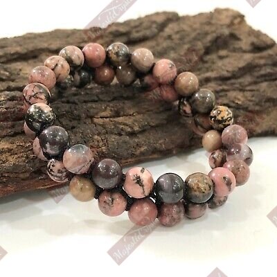 Rhodonite Beaded Bracelet For Emotional Shock and Panic Reiki Healing Crystals - Image 2