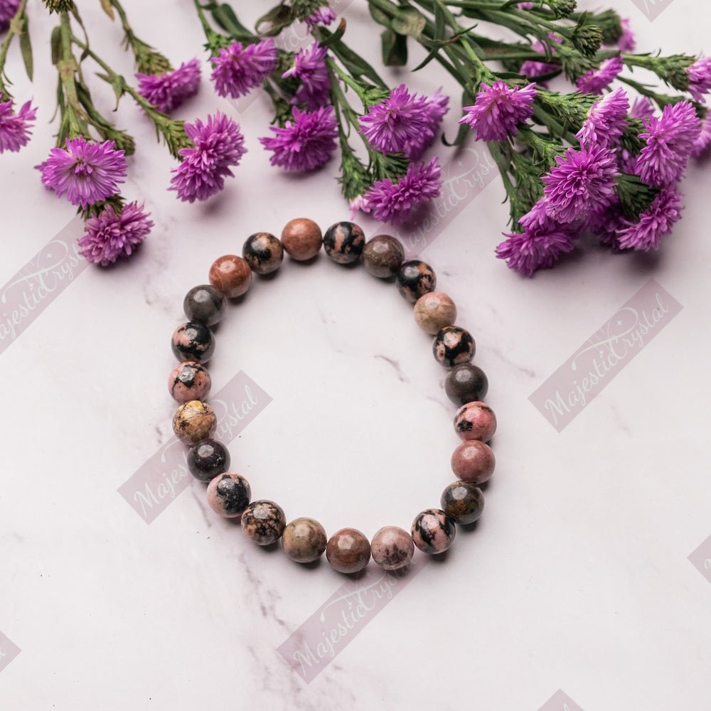 Rhodonite Beaded Bracelet For Emotional Shock and Panic Reiki Healing Crystals - Image 4