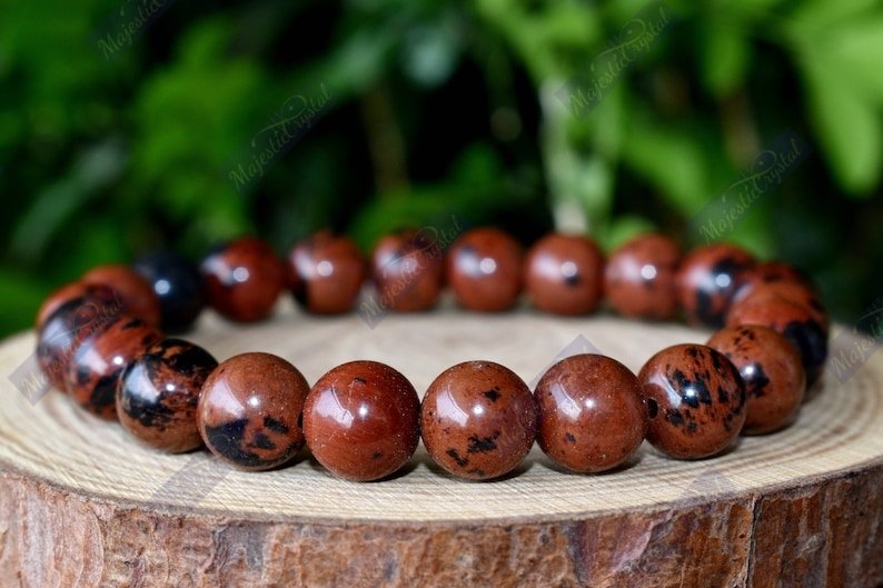 Mahogany Obsidian Beaded Bracelet For Increases Energy & Removes Confusion