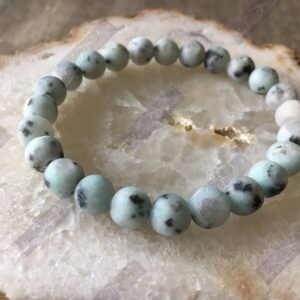 Kiwi Jasper Beaded Bracelet For Teaches Right Behavior, Develops Acceptance, Enables Love, Detoxes & Achieves Success