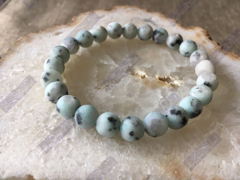 Kiwi Jasper Beaded Bracelet For Teaches Right Behavior, Develops Acceptance, Enables Love, Detoxes & Achieves Success