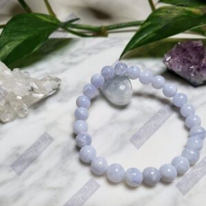 Blue Lace Agate Beaded Bracelet For Helps To Self-Soothe, Improve Mood And Return To A State Of Calm