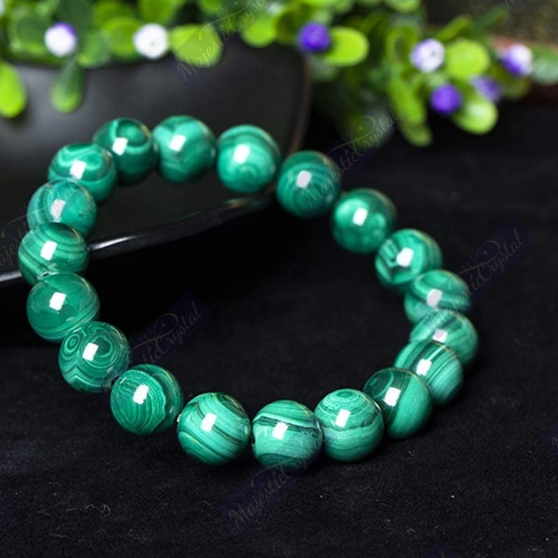 Malachite Beaded Bracelet For Treats Skin Disorders, Attracts Luck & Harmonizes Relationships - Image 5