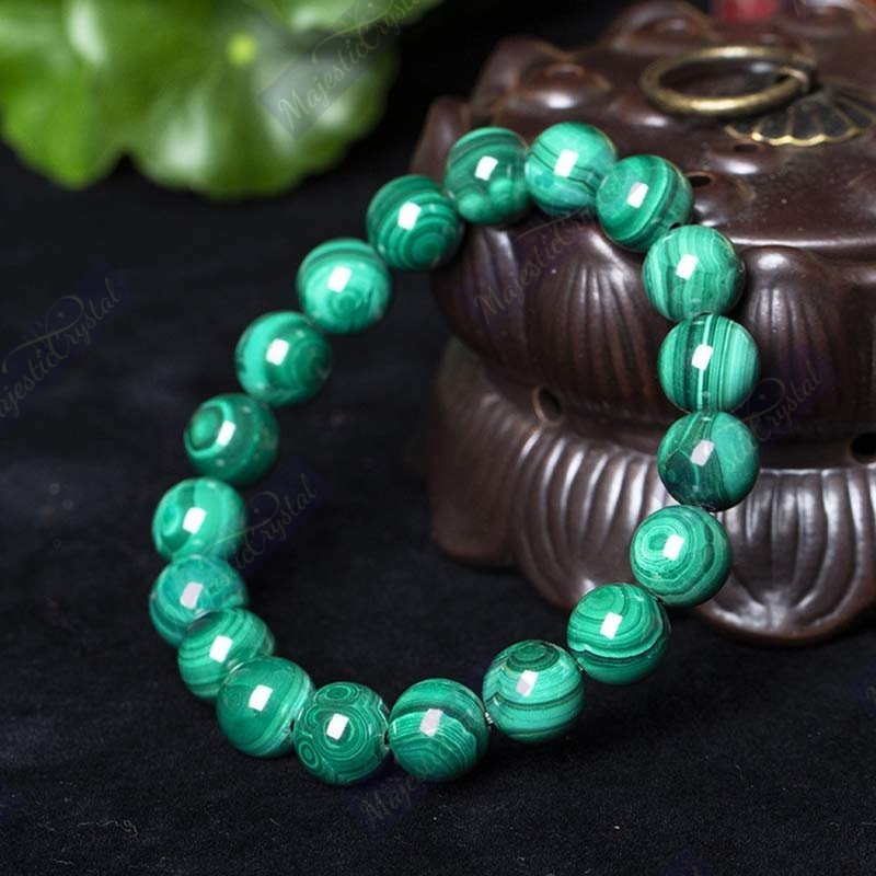 Malachite Beaded Bracelet For Treats Skin Disorders, Attracts Luck & Harmonizes Relationships - Image 4