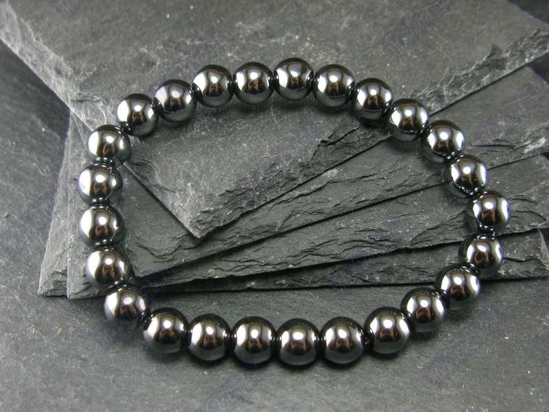 Hematite Beaded Bracelet For Protective, Confidence, Focus & Stability
