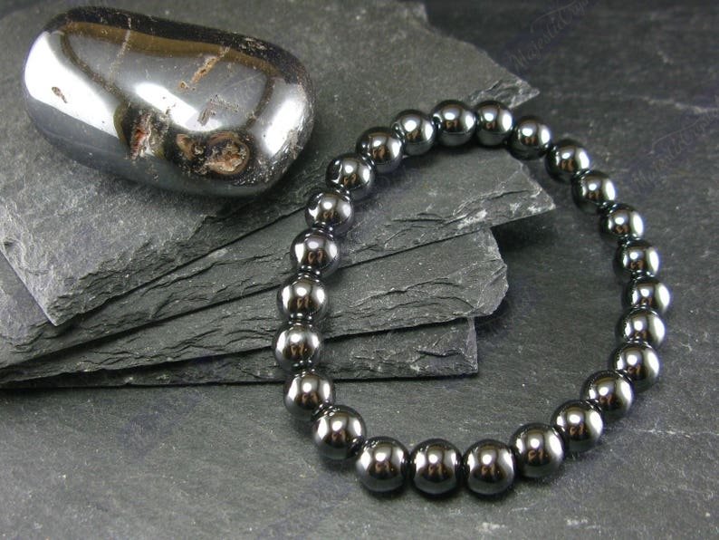 Hematite Beaded Bracelet For Protective, Confidence, Focus & Stability - Image 3