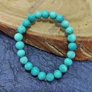 Blue Turquoise (Firoza) Beaded Bracelet For Gives fruits to efforts, Manifests all wishes & Gives respect, name and fame