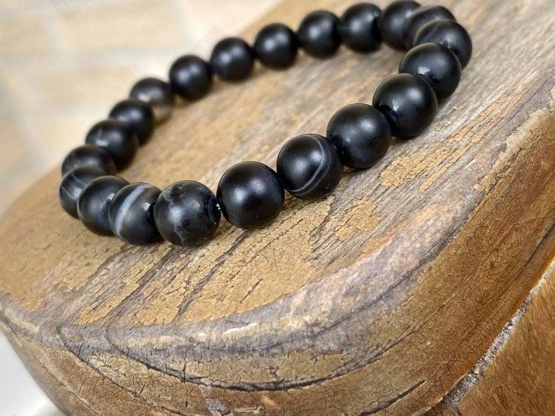 Black Agate (Hakik) Beaded Bracelet For Protects From All Negative Influences & Helps In Fulfilling All Basic Needs - Image 4