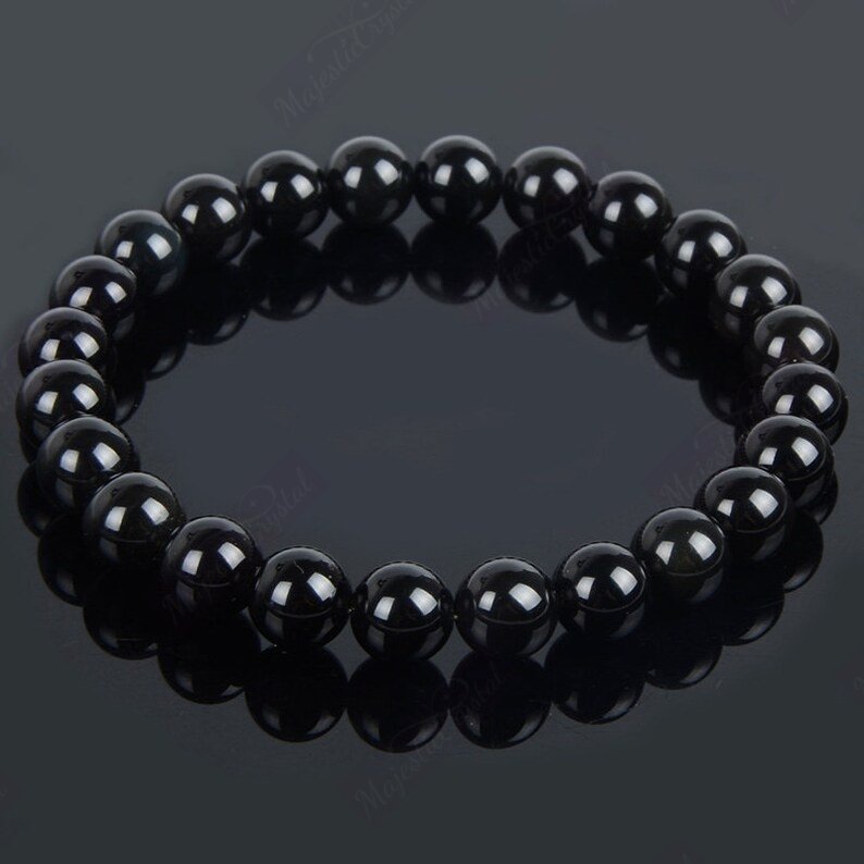 Black Agate (Hakik) Beaded Bracelet For Protects From All Negative Influences & Helps In Fulfilling All Basic Needs