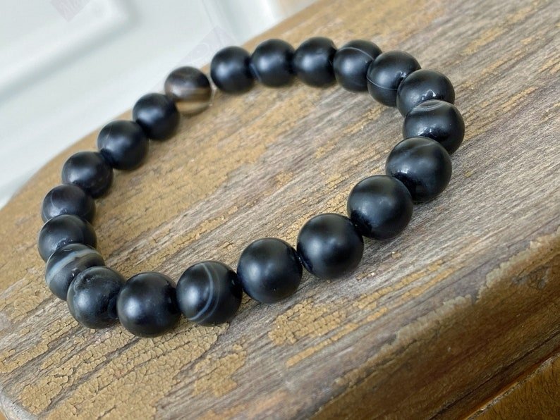 Black Agate (Hakik) Beaded Bracelet For Protects From All Negative Influences & Helps In Fulfilling All Basic Needs - Image 2