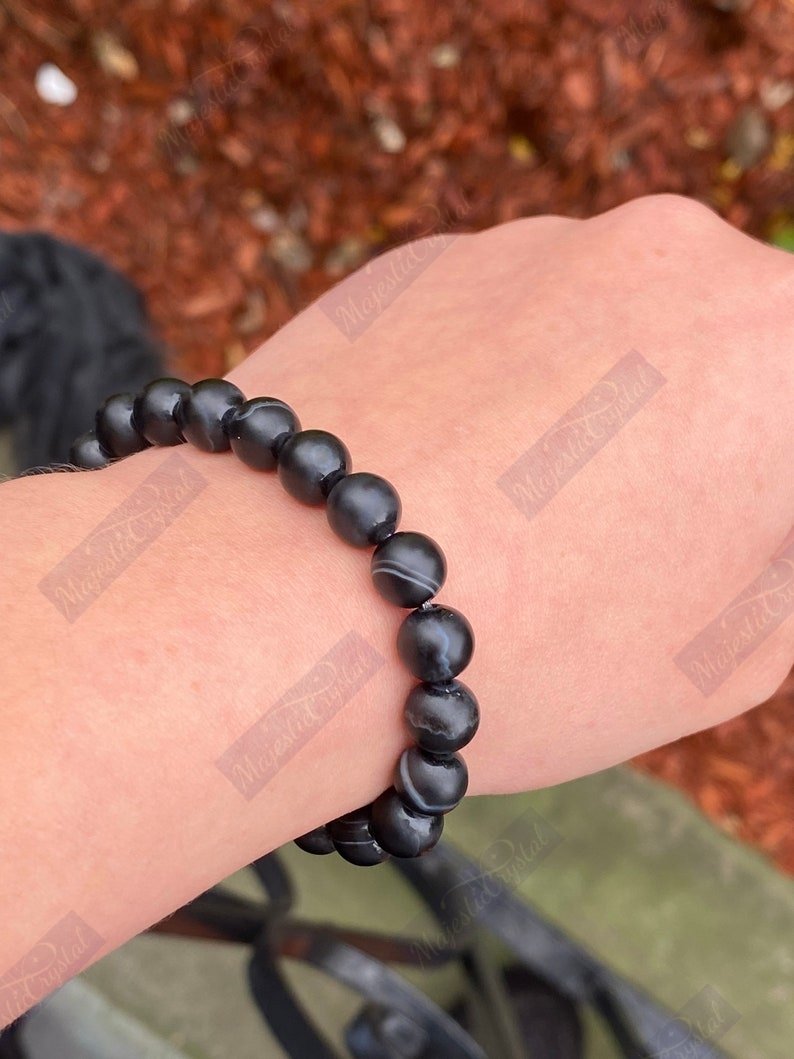 Black Agate (Hakik) Beaded Bracelet For Protects From All Negative Influences & Helps In Fulfilling All Basic Needs - Image 6