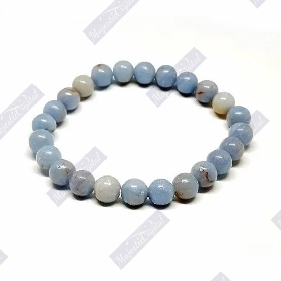 Angelite Beaded Bracelet For Success, Calming, Open Communication & Honest