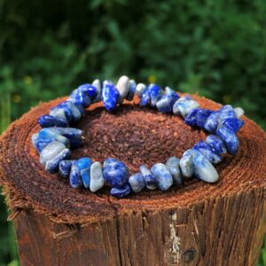 Lapis Lazuli Chips Bracelet For Improves Personality, Gives Spiritual Success, Keeps Healthy & Soothes The Throat And Thyroid