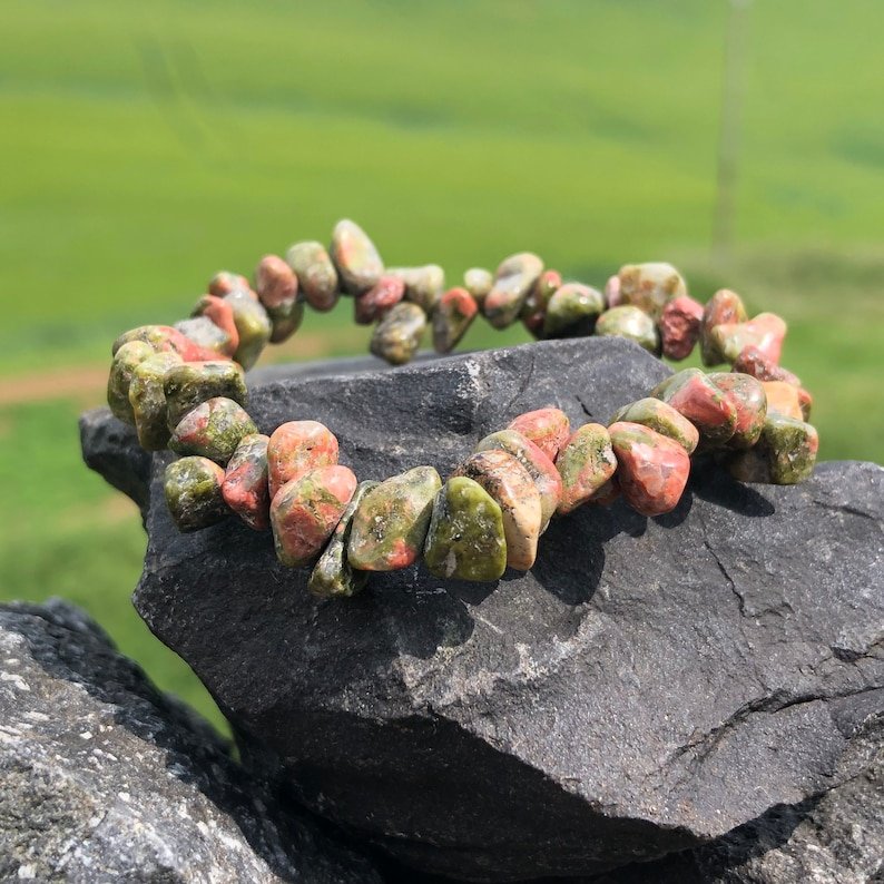 Unakite Chips Bracelet For Grows Hair & Stimulates Healthy Pregnancy