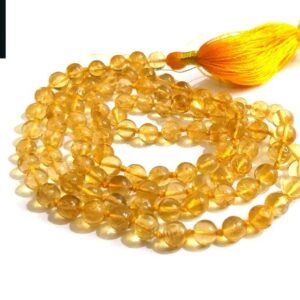 Citrine Beads Mala For Financial Luck, Wealth Creativity & Succsess Growth