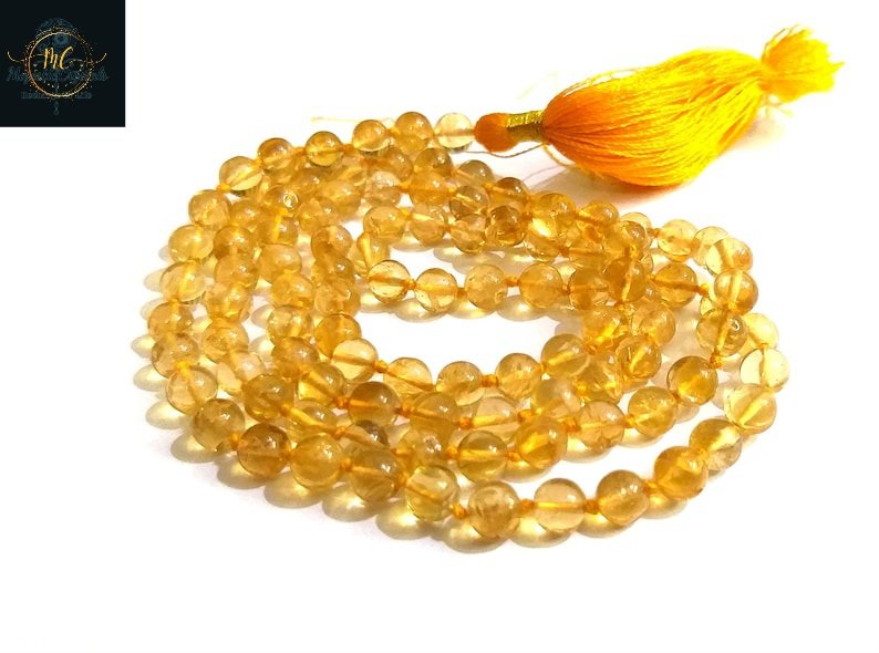 Citrine Beads Mala For Financial Luck, Wealth Creativity & Succsess Growth