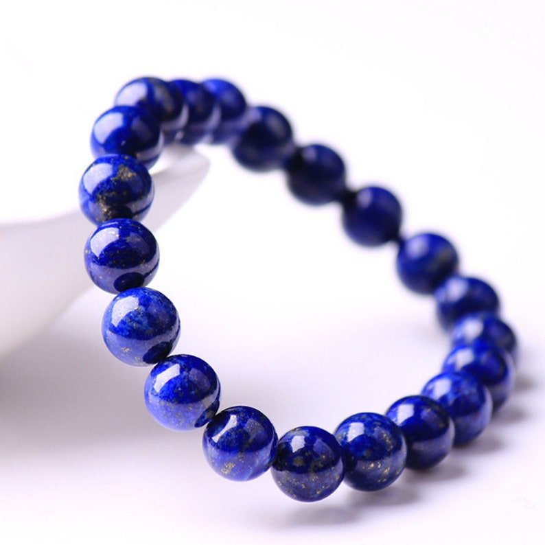 Lapis Lazuli Beads Bracelet For Improves Personality, Gives Spiritual Success, Keeps Healthy & Soothes The Throat And Thyroid