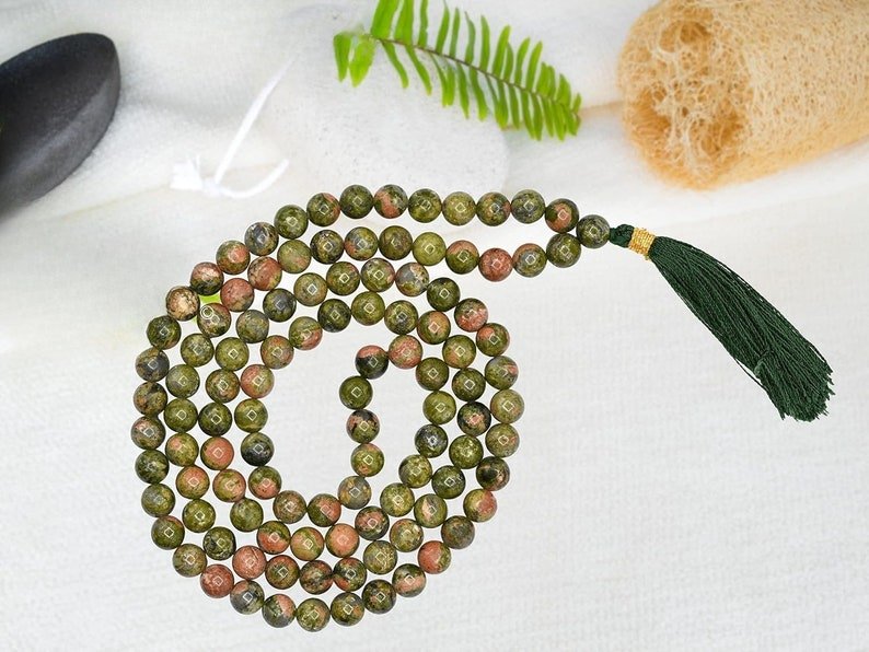 Unakite Beads Mala For Grows Hair & Stimulates Healthy Pregnancy - Image 3